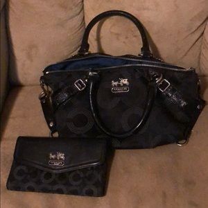 Coach Satchel in Black Sateen